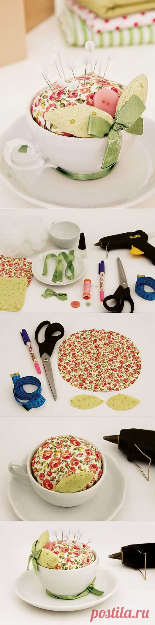 Игольница из кофейной чашечки ).