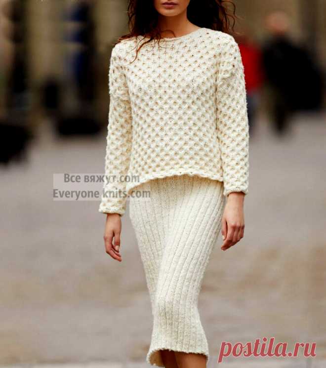 КОМПЛЕКТ ИЗ ПУЛОВЕРА С ГОРЛОВИНОЙ ЛОДОЧКОЙ И 