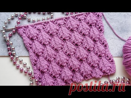 Объёмный чешуйчатый узор спицами / Схема/ Volumetric knitting pattern