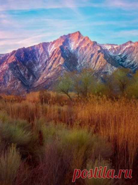 Download Wallpaper 240x320 Mountains, Reeds, Grass, Sky Mobile Phone 240x320 HD Background