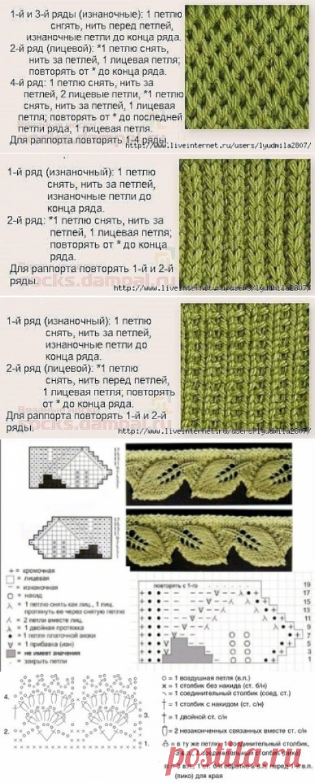 Узоры для вязания прочной пяточки.