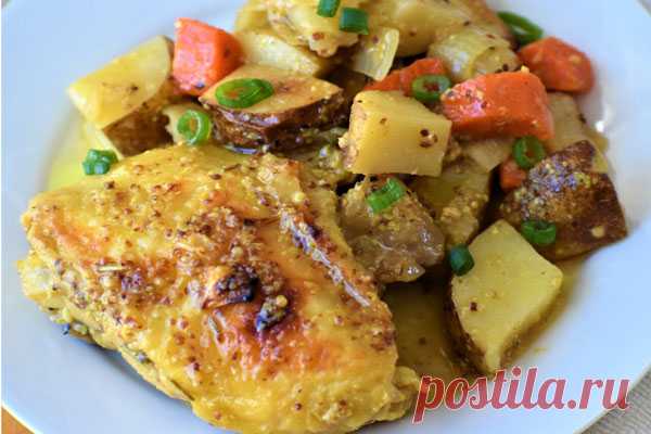 Запеченная курица и картофель в медово-горчичном соусе