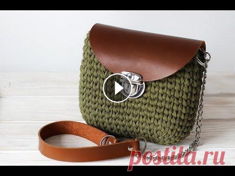 Сумка из трикотажной пряжи узором "Галочка" Наш интернет-магазин: Моя группа Вконтакте: Instagram: Telegram: Для вязания сумочки вам понадобится: около 100 м трикотажной пряжи Трикотика цвета &q...