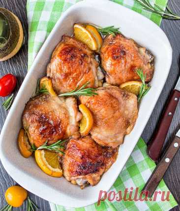 Куриные бедра, запеченные с розмарином и апельсинами