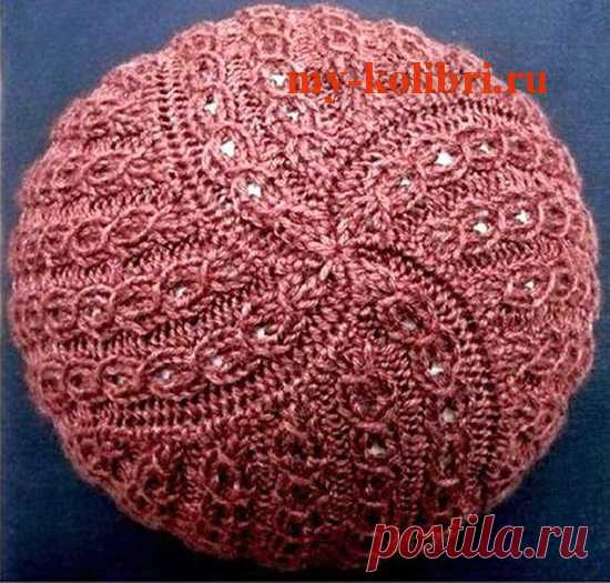 Женская шапочка спицами «Трюфель»