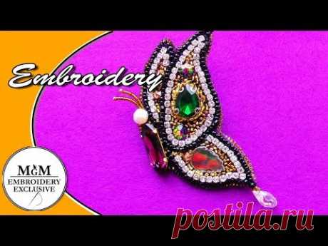 Hand Embroidery  Brooch Butterfly || Вышивка Брошь Бабочка