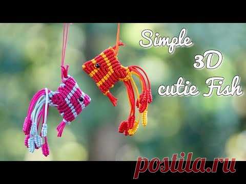 Macrame Simple 3D square fish keychain - Hướng dẫn làm móc khóa con cá đơn giản