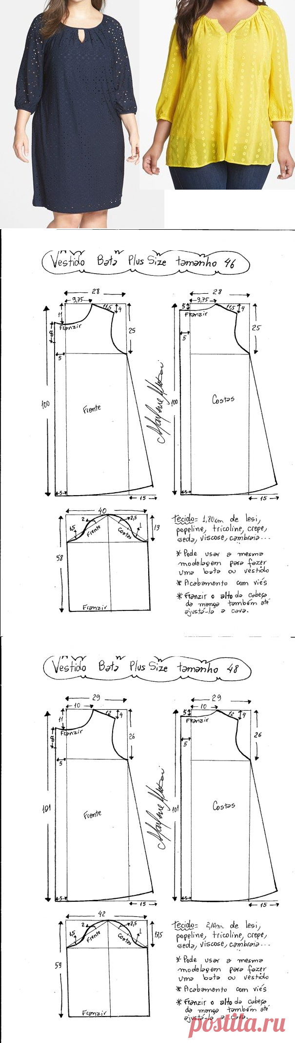 Vestido tipo bata plus size - Marlene Mukai