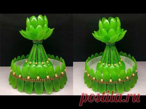 Ide Kreatif - Vas Bunga dari sendok plastik || Plastic Spoons Craft ideas || Flower Vase Craft ideas