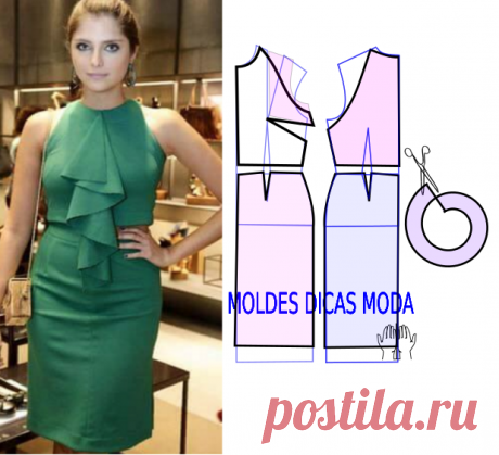 Vestido verde curto passo a passo da construção do molde O modelo que proponho hoje é um vestido verde curto. Primeiramente vou ensinar a construir o molde a partir do molde base...
