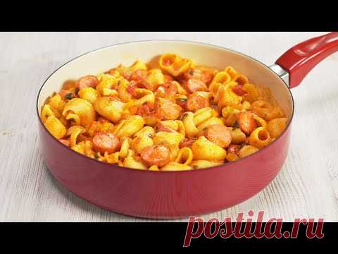 Вкусный ужин за 25 минут! МАКАРОНЫ С ОВОЩАМИ И СОСИСКАМИ в одной сковороде от Всегда Вкусно!