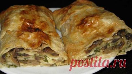 Грибной рулет из лаваша