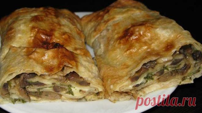 Грибной рулет из лаваша