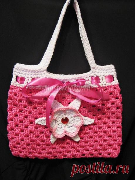 Вязаная сумочка крючком для девочки. Малинка. Мастер-класс с пошаговыми фото