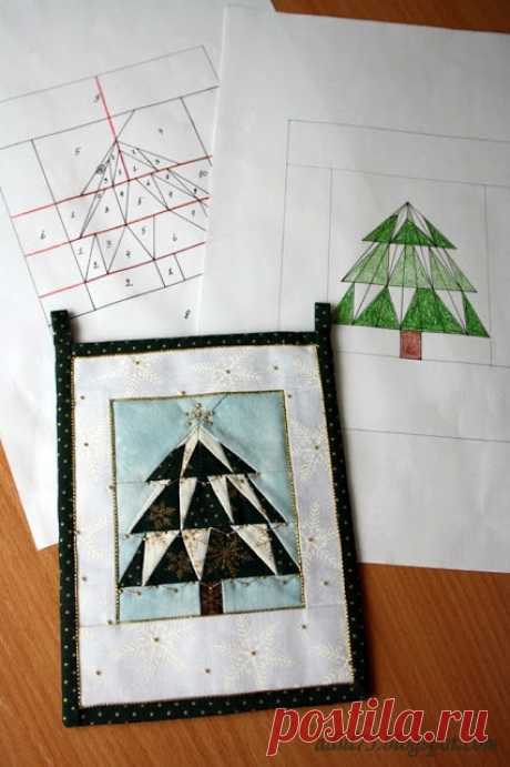 всякие всякости...: Новогодняя гирлянда в технике &quot;paper piecing&quot;. Флажок седьмой