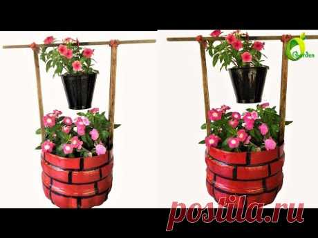 flower garden ideas/plastic bottle planter /well model garden/organic garden - YouTube