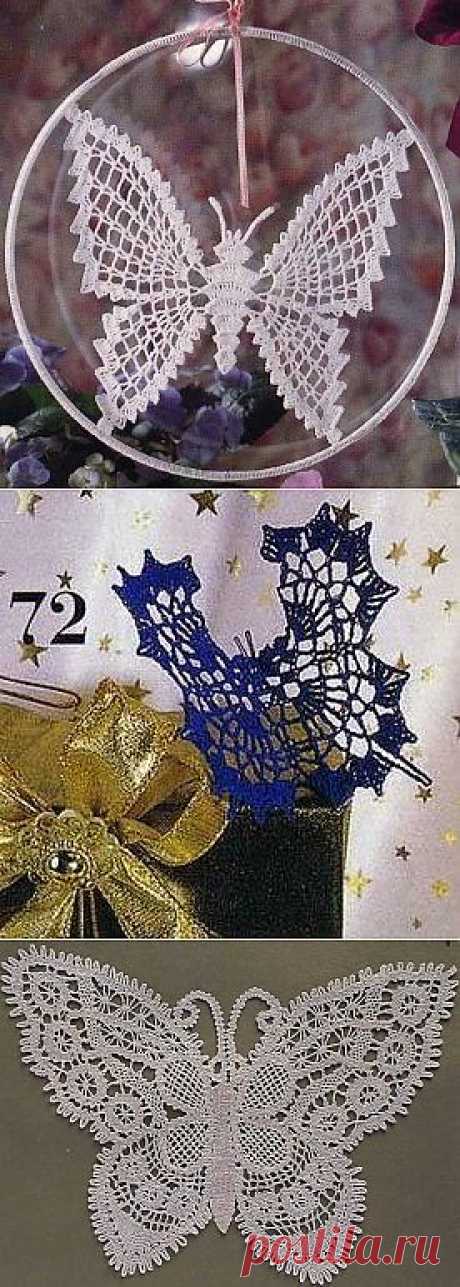 Бабочки - крючком. Схемы, готовые работы..