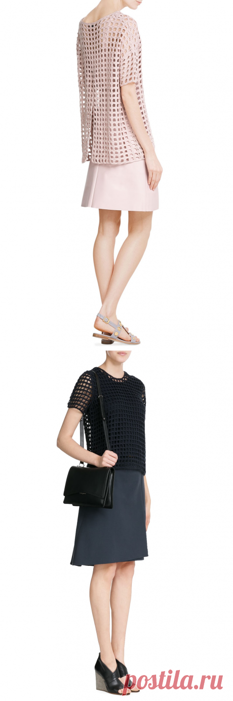 Сетчатые оригинальная туника и футболка крючком (идея). / crochetemoda.blogspot.com