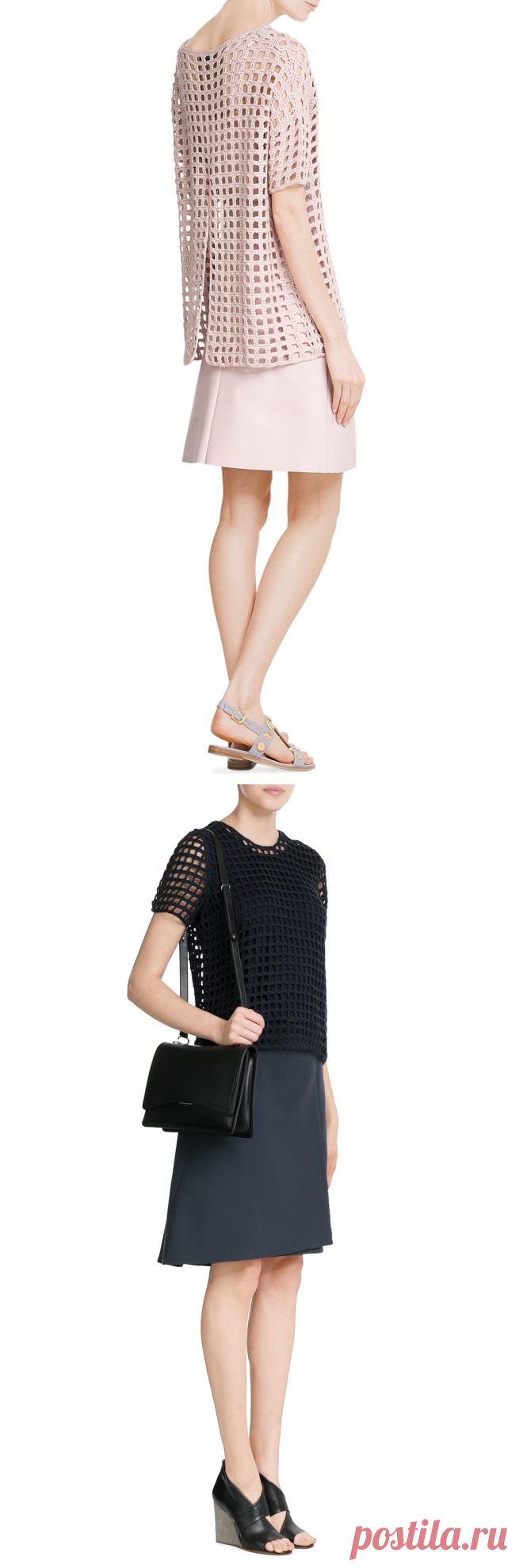 Сетчатые оригинальная туника и футболка крючком (идея). / crochetemoda.blogspot.com