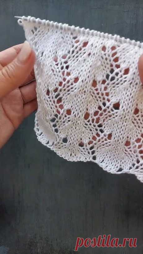 Ажурный кружевной узор спицами (+ схема) #knittingpatterns #knitting #love #схема #вязаниеспицами