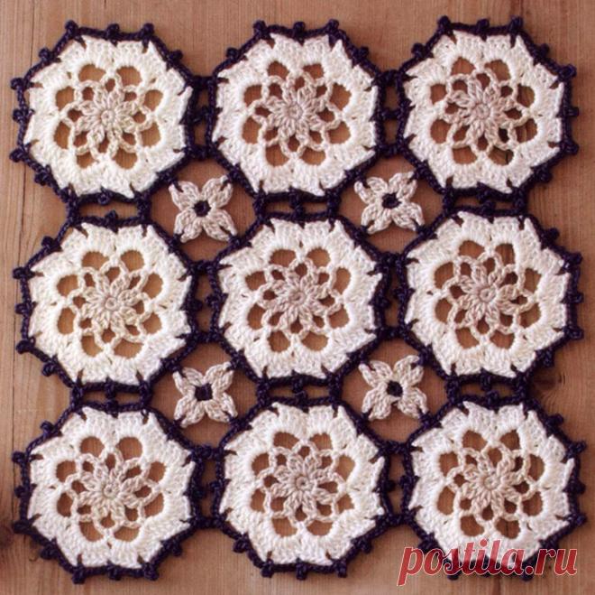 팔각형 모티브를 이어서 만든 테이블매트뜨기 : 네이버 블로그