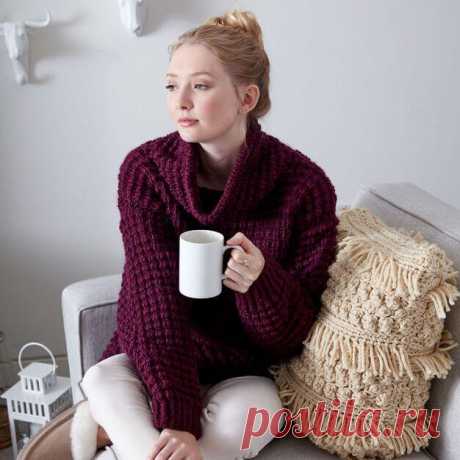 Свободный пуловер спицами из толстой пряжи.
Размер: S (M; L; XL; 2/3XL; 4/5XL). Обхват груди: 72-88 см, 90-98 см, 100-108 см, 112-118 см, 122-138 см, 142-157 см.