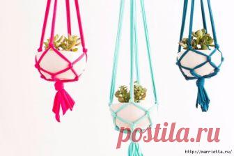 Плетёное кашпо для цветочного горшка — Сделай сам, идеи для творчества - DIY Ideas