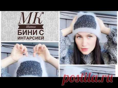МК. Шапка спицами с интарсией . На любой размер. #шапка_Малевич