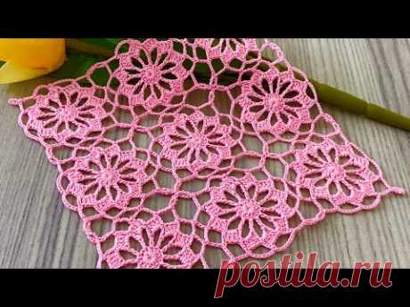 SUPER EASY and PRACTICE Crochet Lace Square Motif Runner, Blouse, Shawl Pattern @crochetlovee