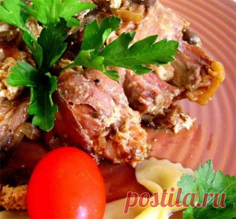 Кролик с грибами в сметане | Домашняя кулинария