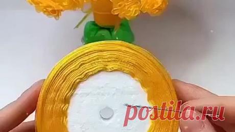 Цветочки из атласных лент