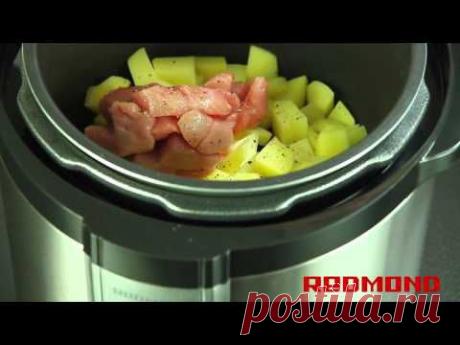 Видео рецепт картофеля с мясом по дачному в мультиварке