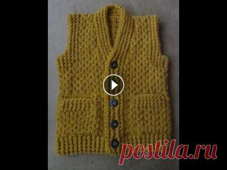 Жилет с карманами  Часть 2 Правая полочка. Vest knitting part 2 Во второй части вяжем правую полочку жилета. Рассмотрим, как вязать карман спицами, как расчитать убавление петель по линии планки, и как связать внут...