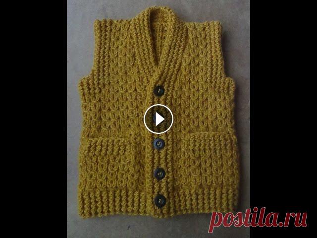 Жилет с карманами  Часть 2 Правая полочка. Vest knitting part 2 Во второй части вяжем правую полочку жилета. Рассмотрим, как вязать карман спицами, как расчитать убавление петель по линии планки, и как связать внут...