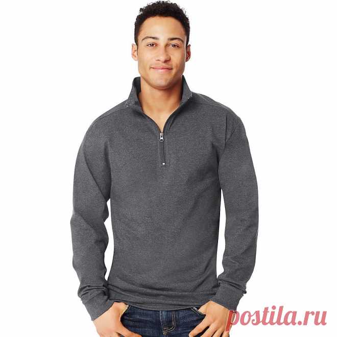 Hanes Men`s X-Temp 1/4 Zip Long-Sleeve T-Shirt, O5944, L, Ebony | Amazon.com