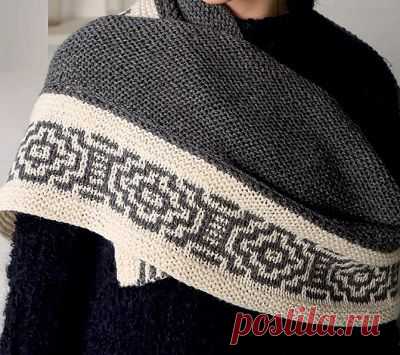 Вязаная накидка «Aztec» с каймой, выполненной 