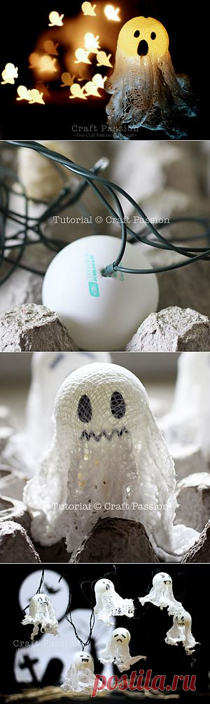 Хэллоуин | Призрак Lights | Бесплатный шаблон & Учебник по CraftPassion.com