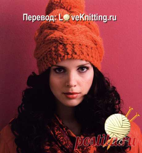 Шапка с косами крупной вязкой | Loveknitting.ru