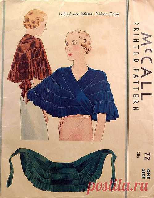 1930s vintage sewing pattern cape by wondertrading,
