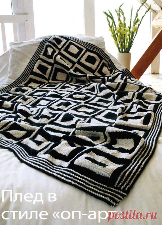 Плед из квадратов вязаный спицами