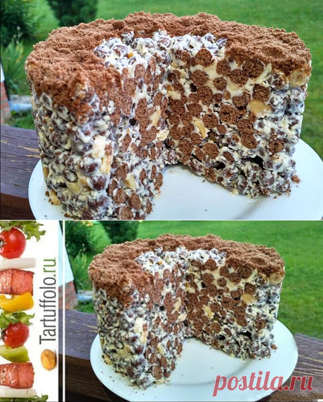 По вкусу десерт очень напоминает торт «Полет» с безе и орехами. 
Использовать мы будем всего 4 ингредиента, а в итоге получим невероятно 
красивый и очень вкусный десерт. Невероятно хрустящий торт готовится на 
скорую руку: на раз, два, три.