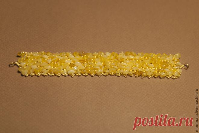 Плетем браслет из бисера и янтаря «Осенний мед» | Журнал Ярмарки Мастеров