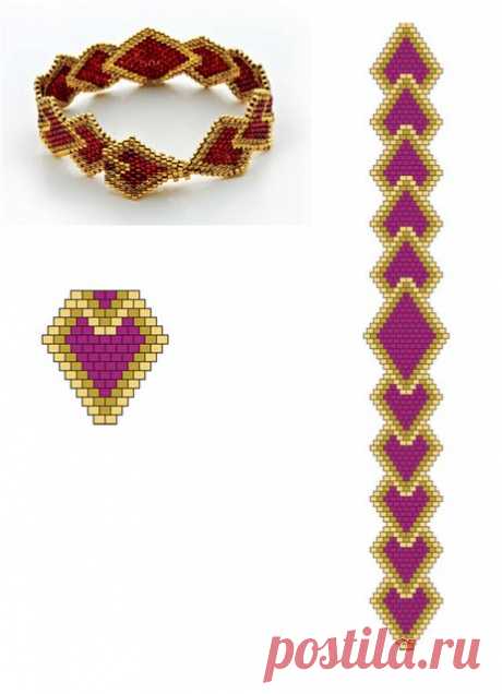 Браслет"Heart to Heart" ,от Carol Dean Sharpe из журнала Best of step by step Beads 2011