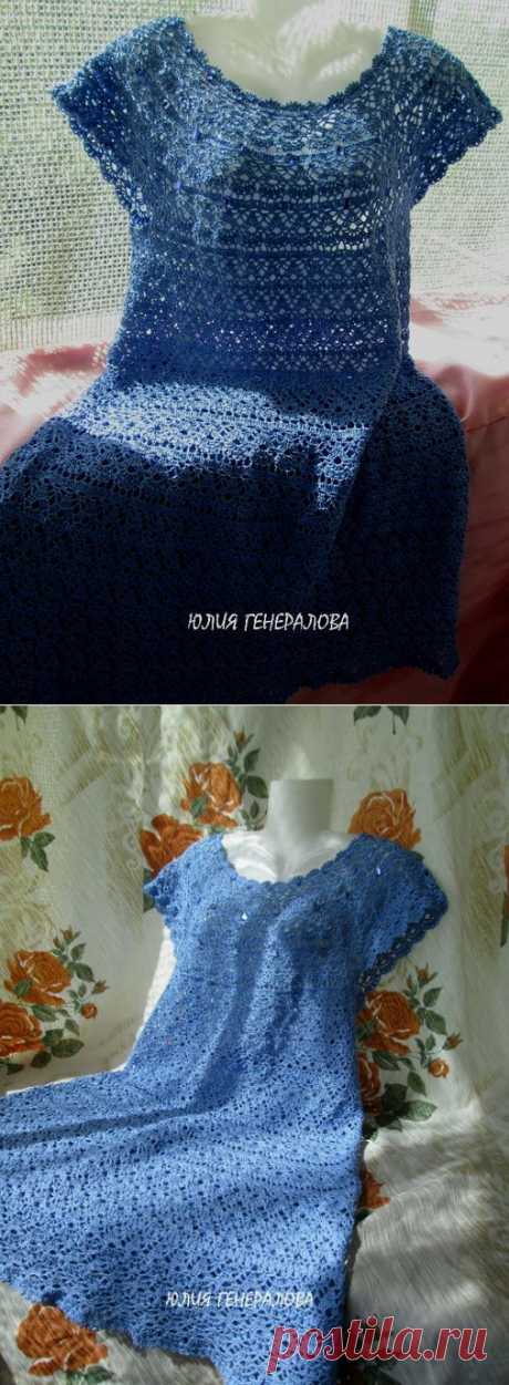 платье крючком &quot;ГОЛУБОЕ НЕБО&quot;.