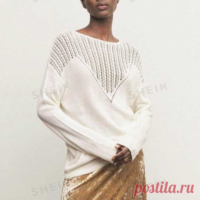 Три модели в белом — треугольная кокетка, «павлинье перо» и глубокий разрез спереди | Вяжем вместе! | Дзен