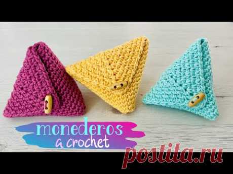 MONEDEROS A CROCHET / COMO TEJER MONEDERO DE PIRAMIDE a CROCHET FÁCIL PASO A PASO