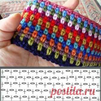 Вязаное полотно из разной пряжи - расходуем остатки!