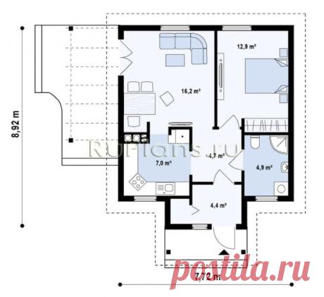 Проект маленького уютного дома R1558