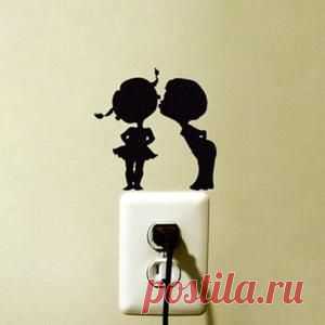 Noir commutateur autocollants stickers muraux couple embrasser -1456 Fond d'écran