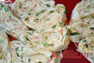 Рулет из лаваша с крабовыми палочками — Домашняя кулинария